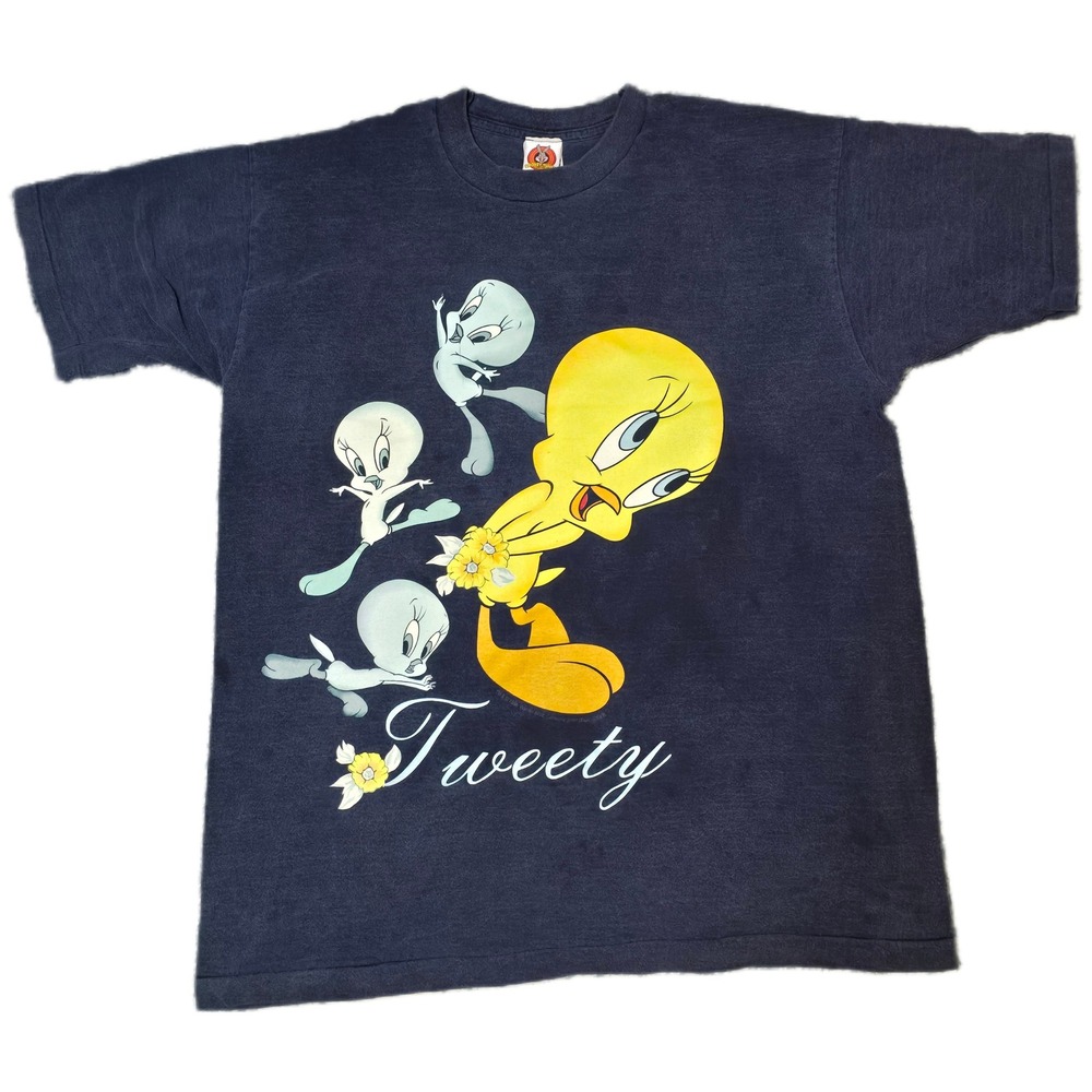 Looney Tunes Tweety Bird T-Shirt Mens XL Navy Blue Good 1996 Vintage Jerry Leigh